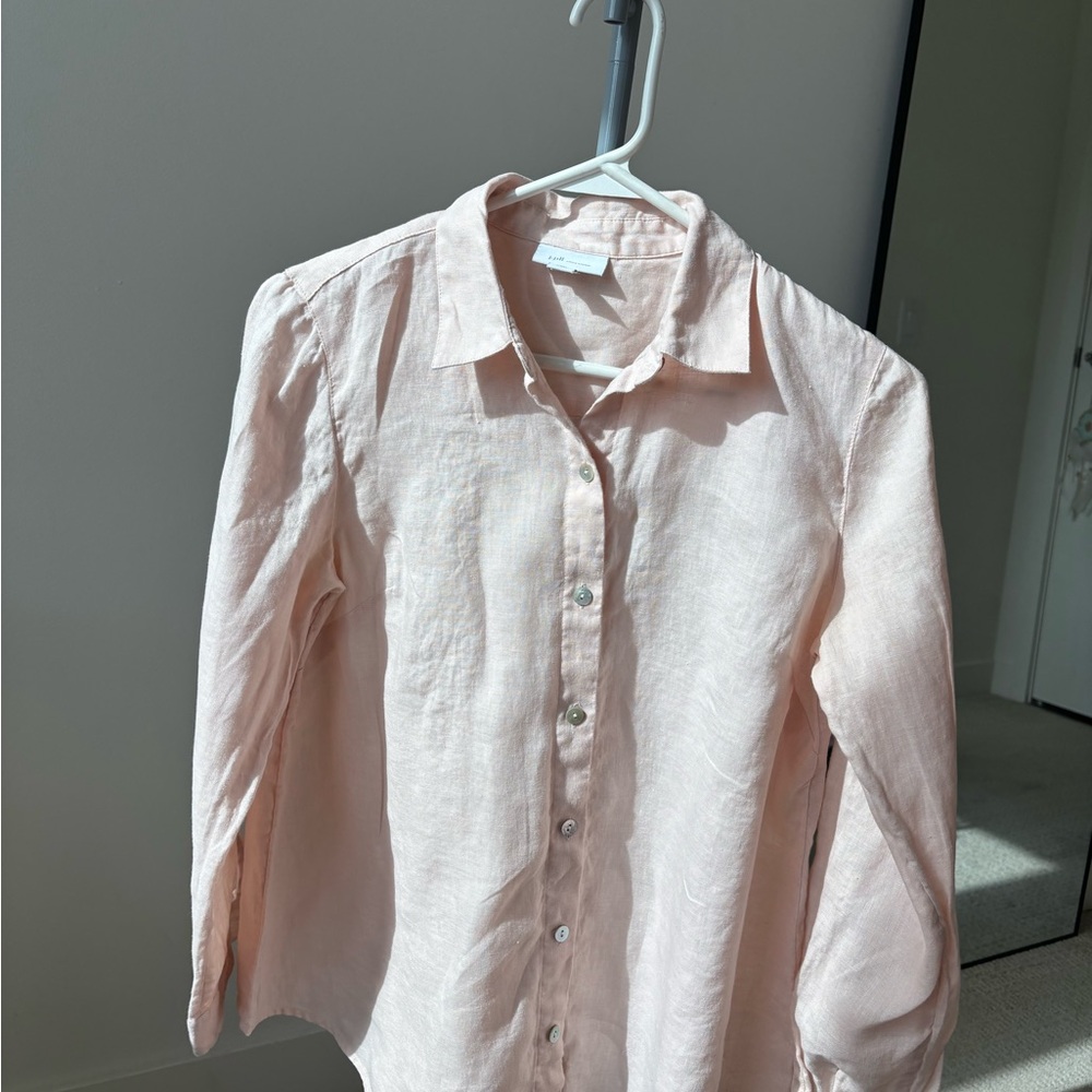 Light Peach Linen Button-Up Shirt